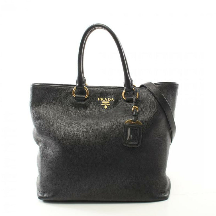 Vitello Daino Tote Black twins