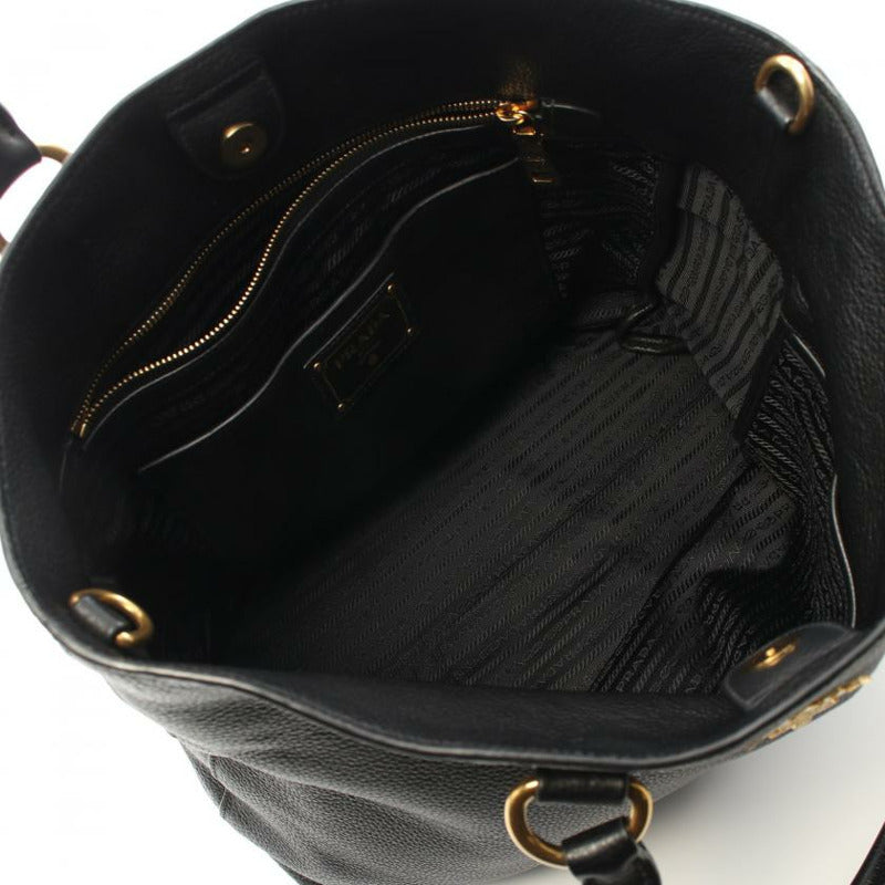Vitello Daino Tote Black twins