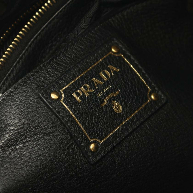 Vitello Daino Tote Black twins
