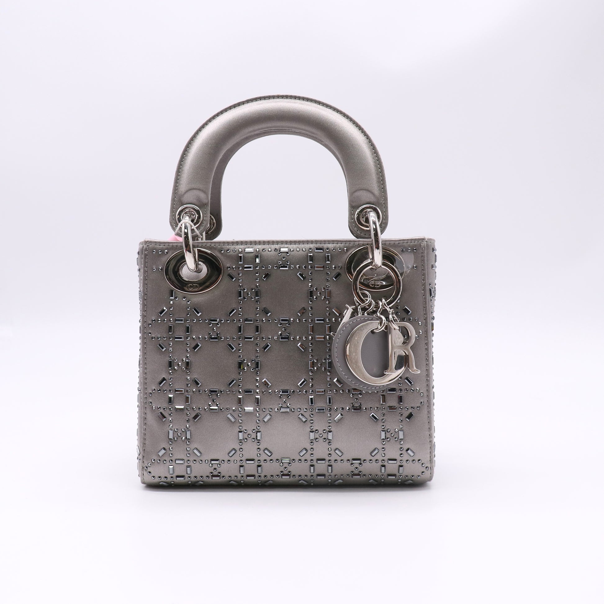 Dior Mini Lady Dior Bag in Satin with Strass Cannage Twins LDJ5280