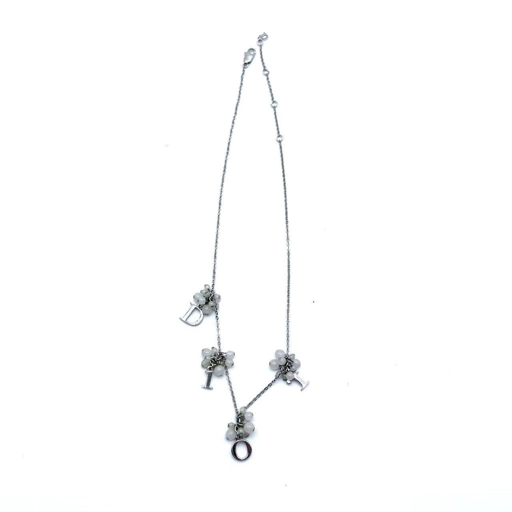Dior Logo Beaded Necklace in Silver