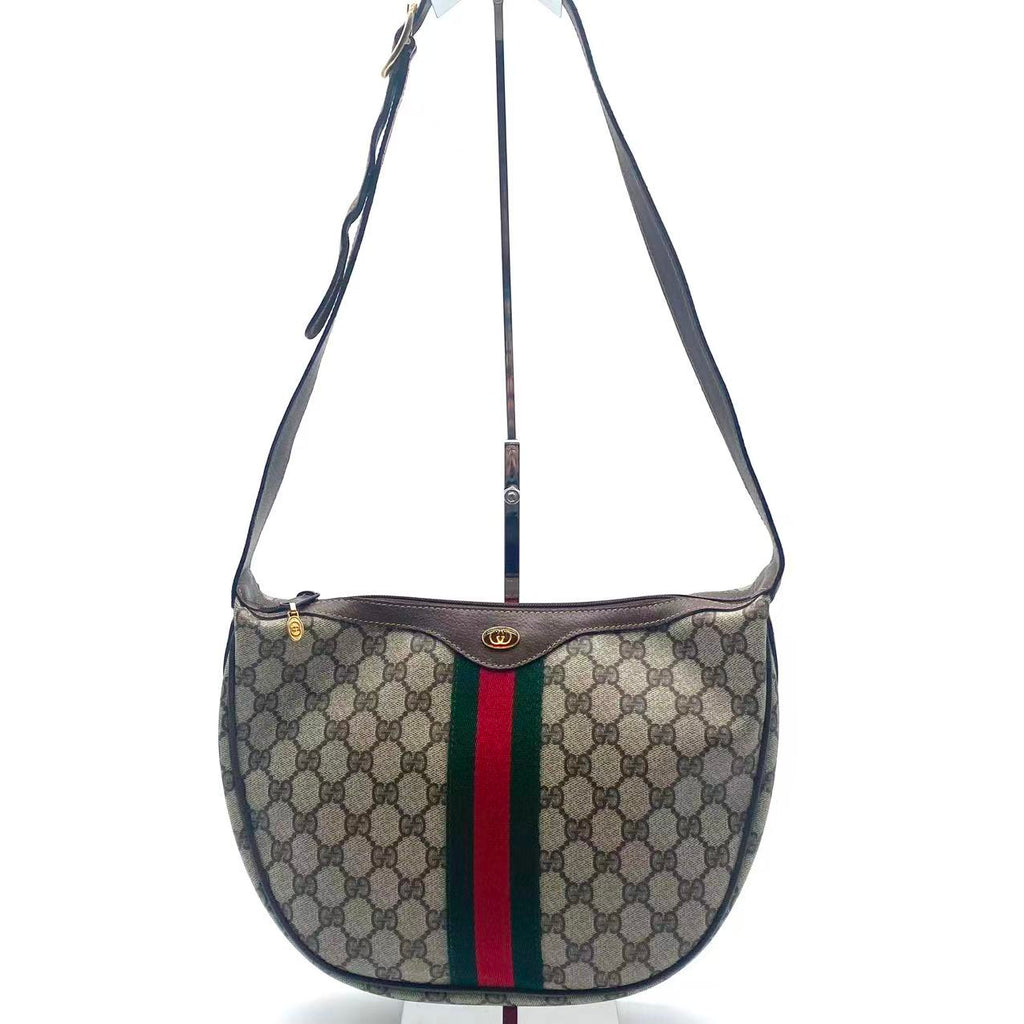 Monogram Web Small Ophidia Half Moon Hobo Brown