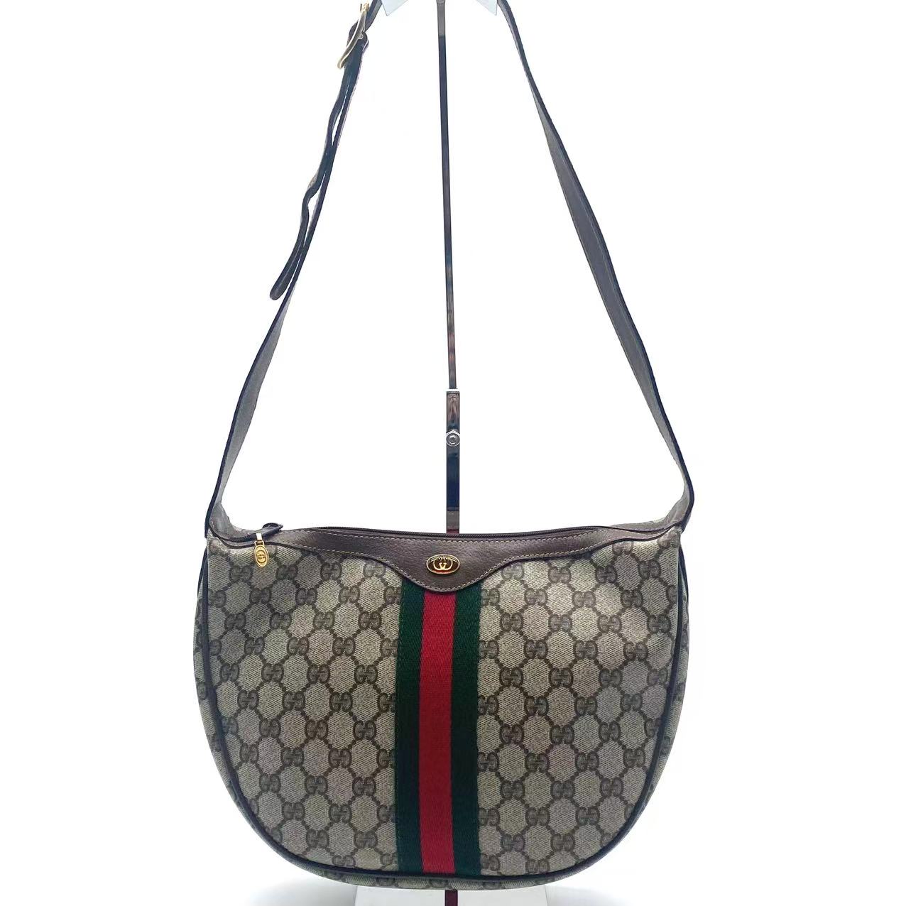 Monogram Web Small Ophidia Half Moon Hobo Brown
