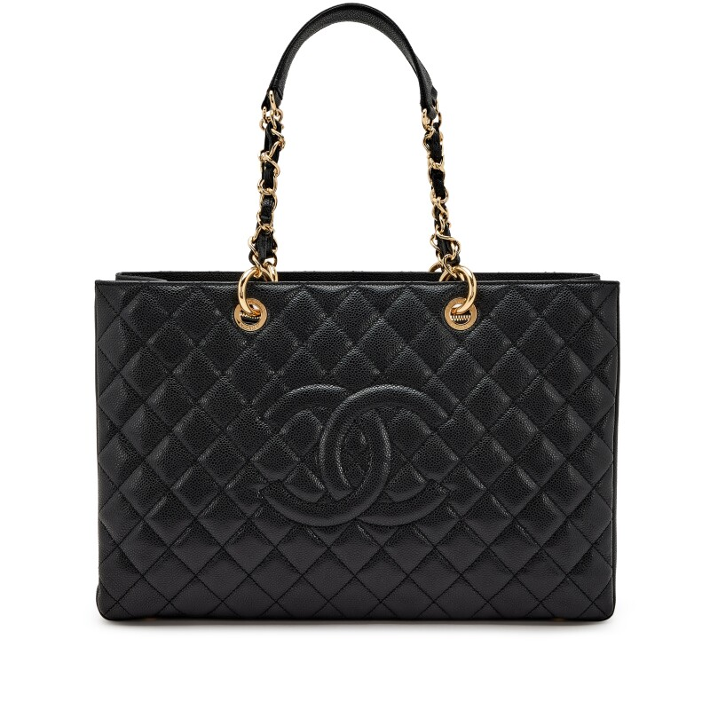 Grand Shopping Tote Quilted Caviar XL Twins
