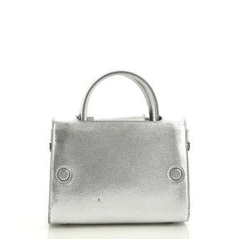 Metallic Grained Calfskin Mini Diorever Flap Silver - twins