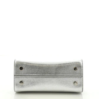 Metallic Grained Calfskin Mini Diorever Flap Silver - twins