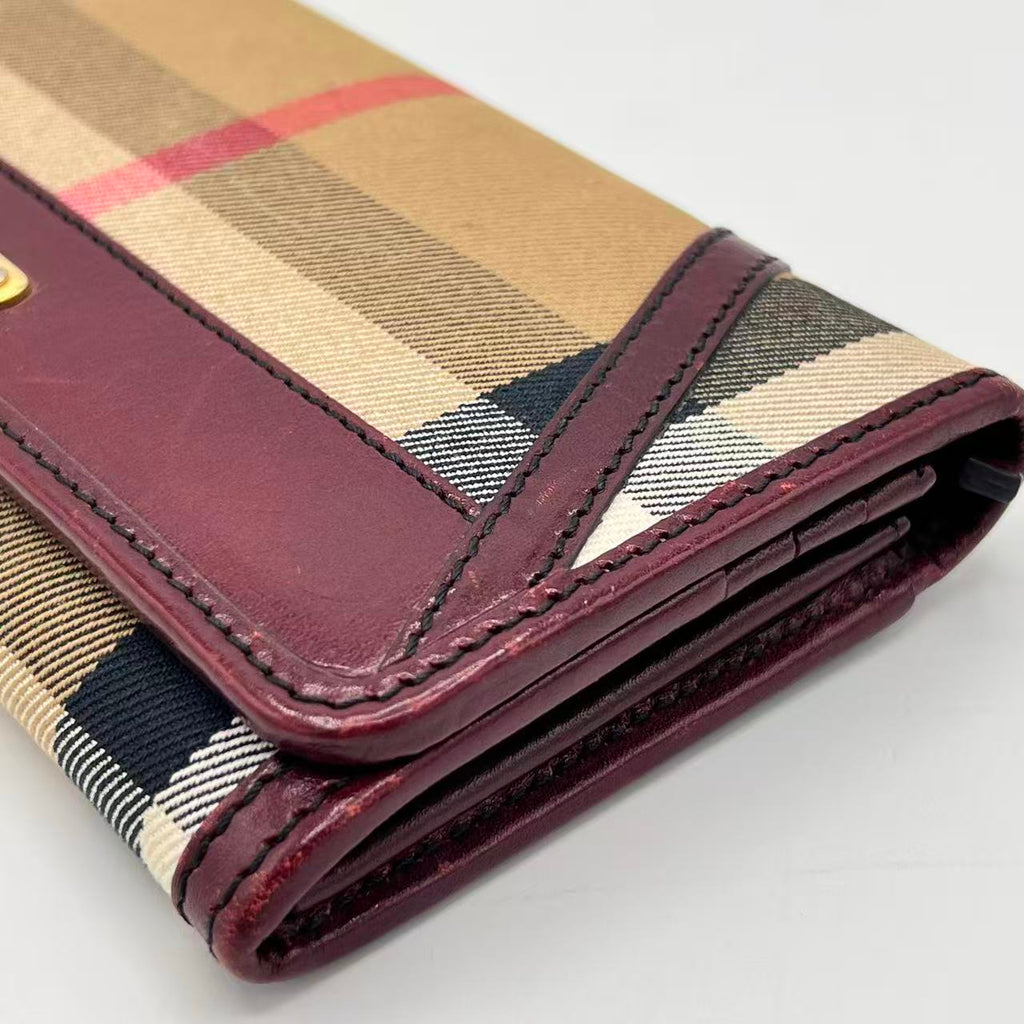 House Check Canvas and Leather Flap Wallet