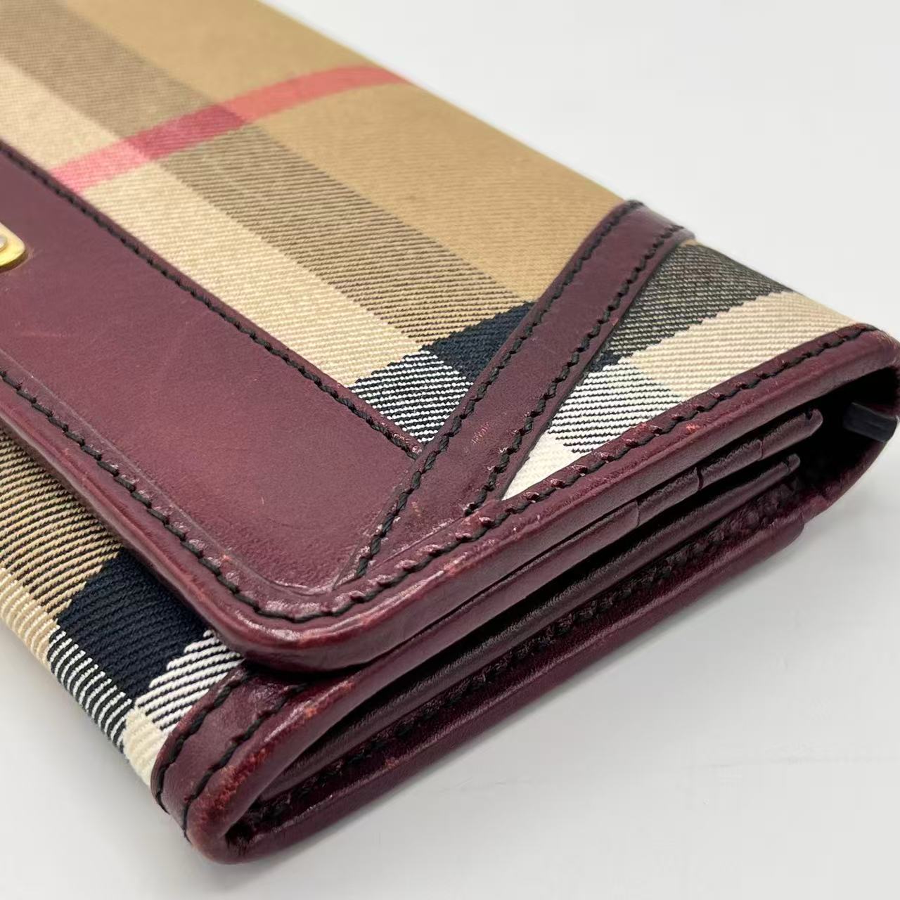 House Check Canvas and Leather Flap Wallet