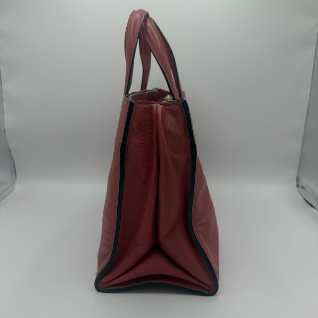 Soft Triple Pocket Saffiano Leather Convertible Tote