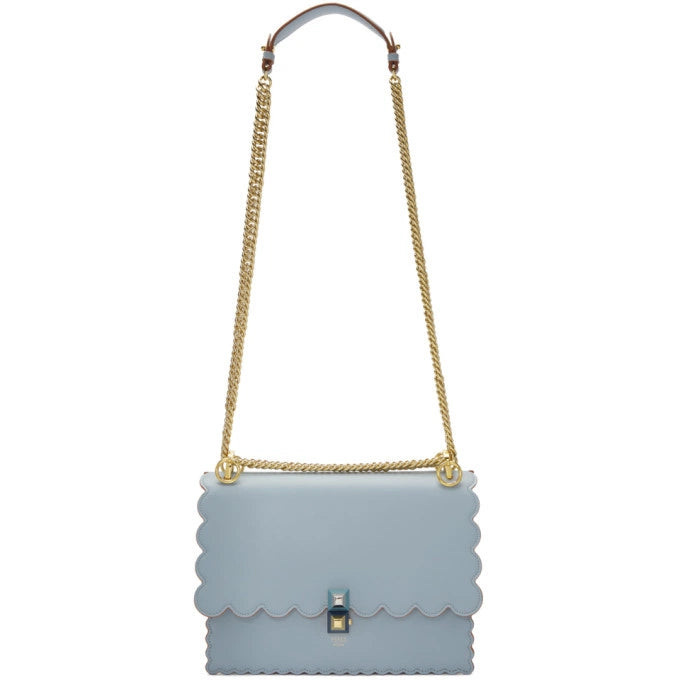 Blue Scalloped Kan I Bag Leather Medium Twins