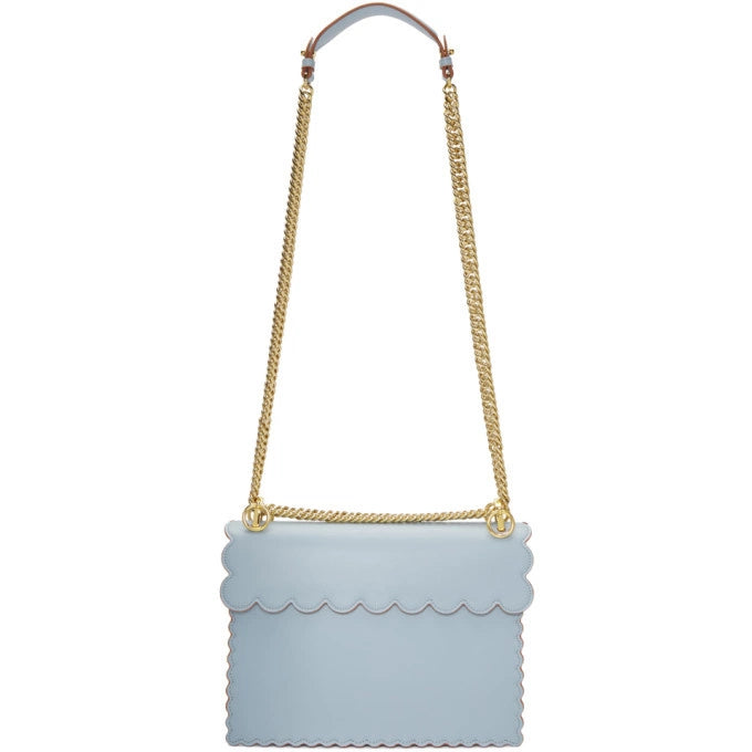 Blue Scalloped Kan I Bag Leather Medium Twins