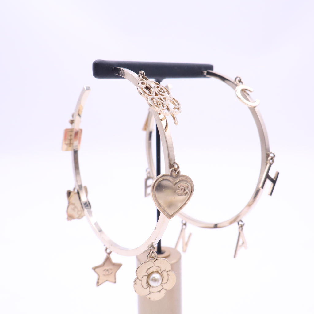 Chanel Charm Hoop Earrings Twins LDJ6738