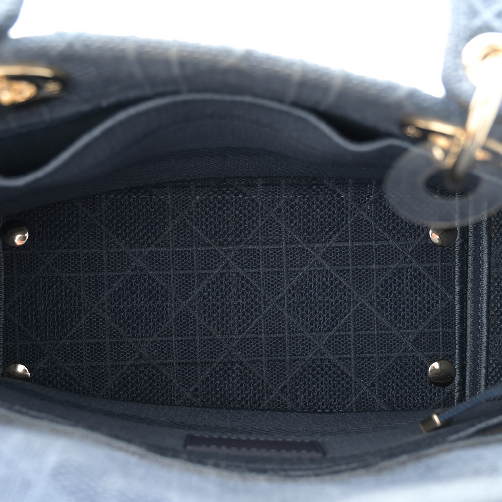Lady D-Lite Bag Cannage Embroidered Canvas Medium Twins