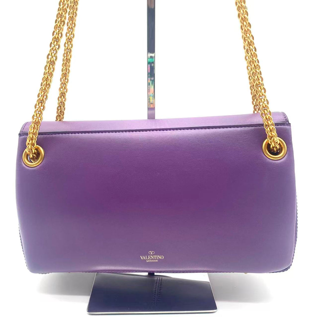 Stud Sign VLOGO Nappa Leather Suede Purple Bag