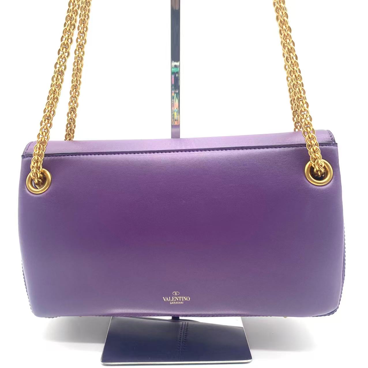 Stud Sign VLOGO Nappa Leather Suede Purple Bag