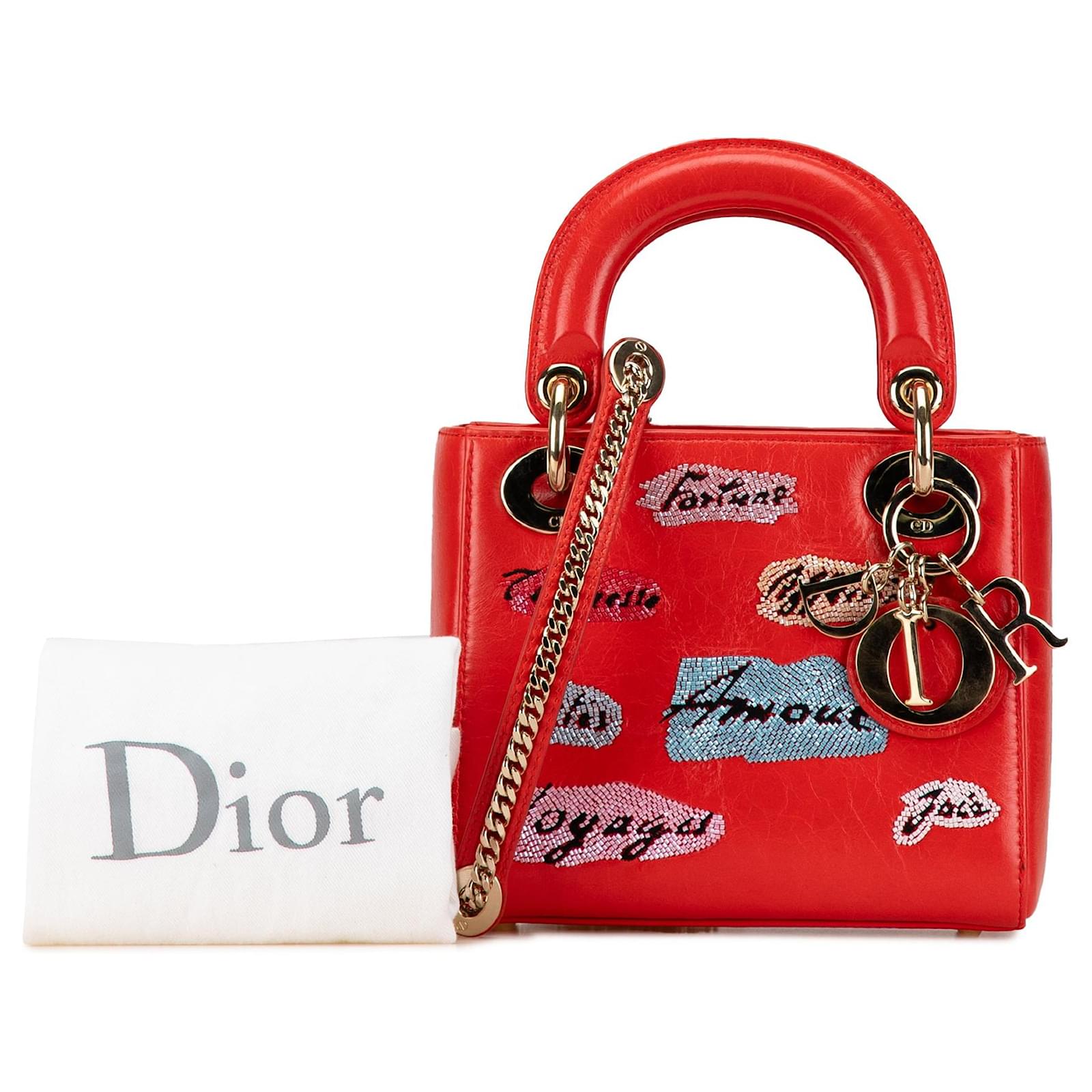 Lady Dior Bag Sequin Embellished Leather Medium Twins