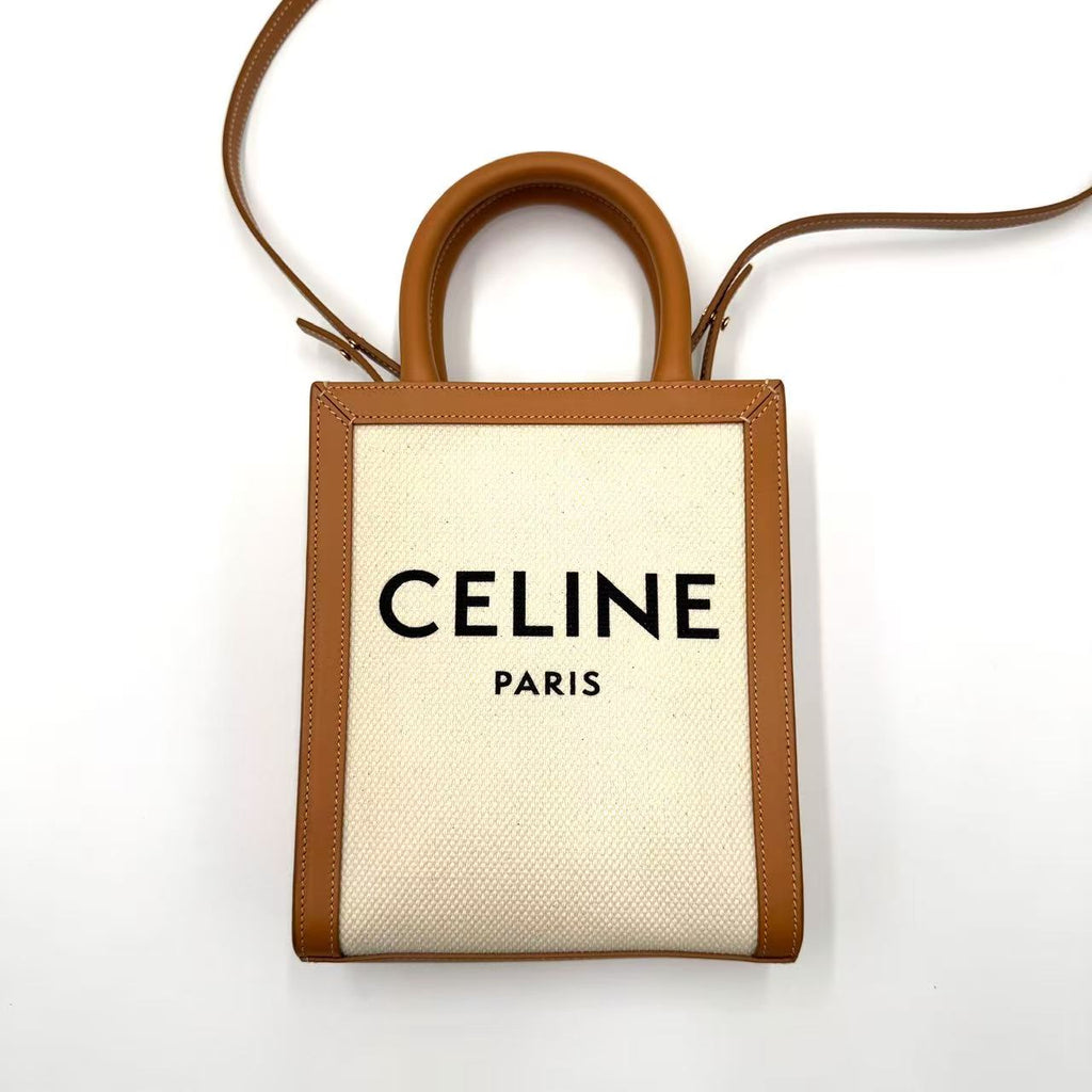 Vertical Cabas Tote Canvas with Leather Mini