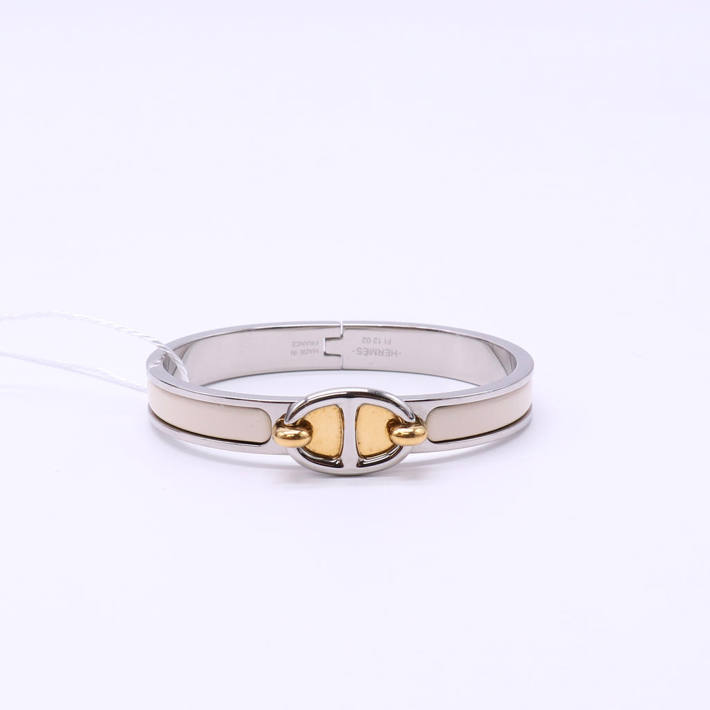 Gold & Palladium Plated Creme Enamel Mini Clic Chaine twins LDJ4692