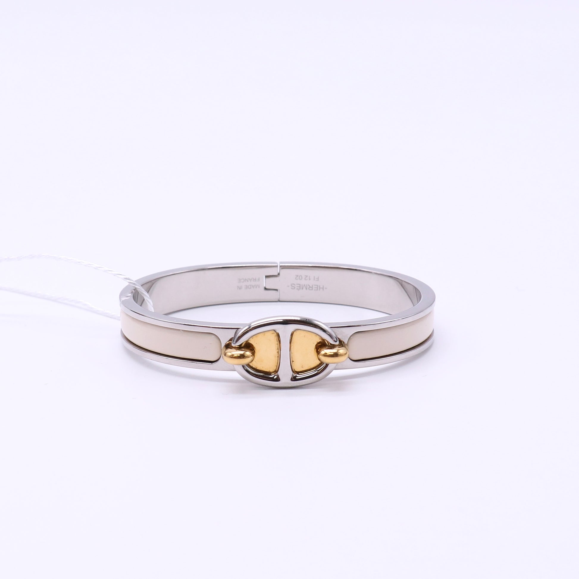 Gold & Palladium Plated Creme Enamel Mini Clic Chaine twins LDJ4692