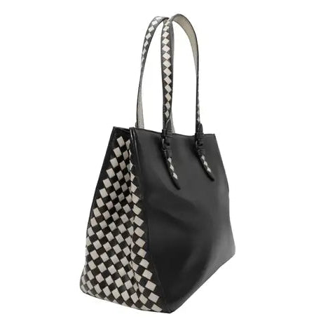 Sac cabas Cuir Rouge Black&White twins