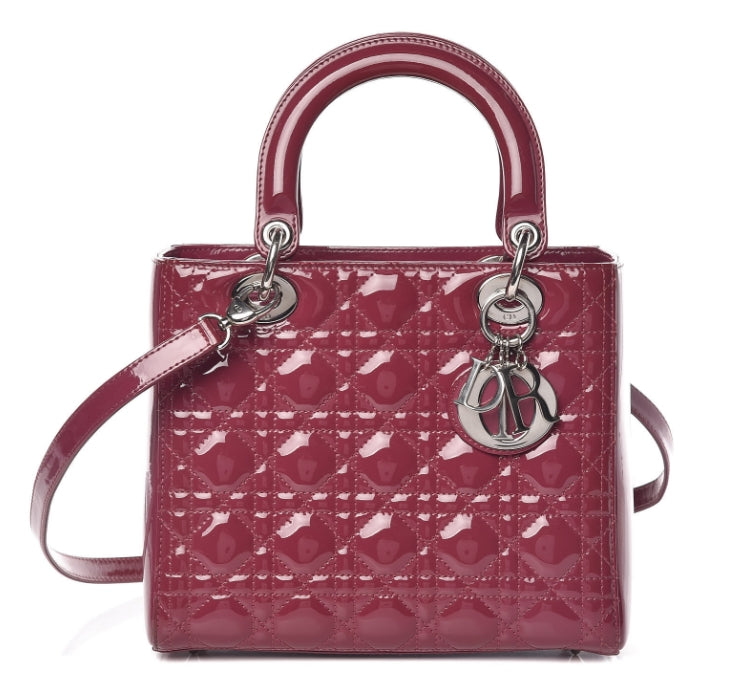 Lady Dior Bag Cannage Quilt Patent Medium