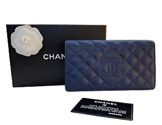 CC Flap Wallet Lambksin Leather Long Twins