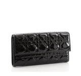 Dior Cannage Patent Leather Lady Dior Flap Wallet