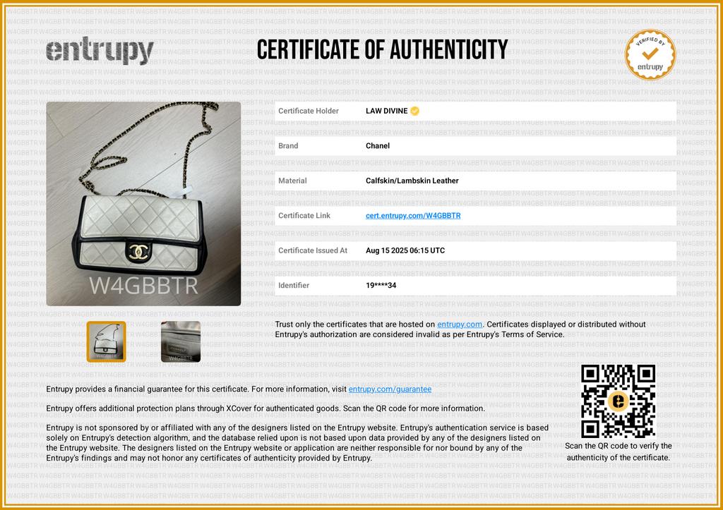 Lambskin Quilted Graphic Medium Flap White Black