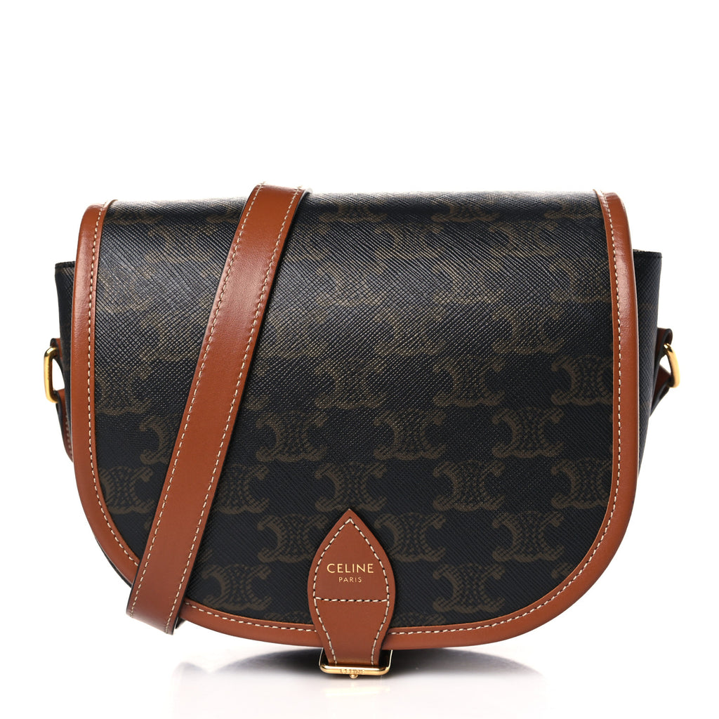 Triomphe Canvas Medium Folco Bag Tan Twins