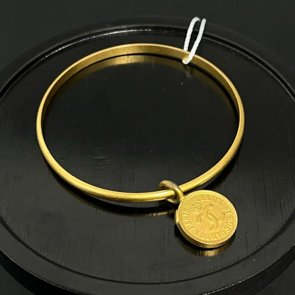 Chanel CC Logo Bangle Bracelet Metal twins LDJ4291