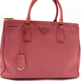 Prada Pink Saffiano Lux Leather Mini Double Zip Tote