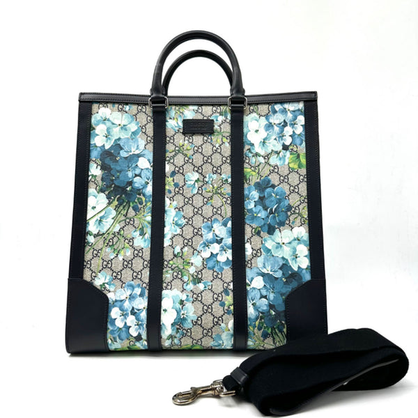 GUCCI GG Supreme Monogram Blooms Vertical Tote Blue