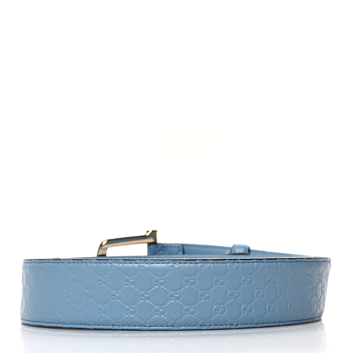 Soft Microguccissima Margaux Calfskin Belt 95 38 Mineral Blue twins