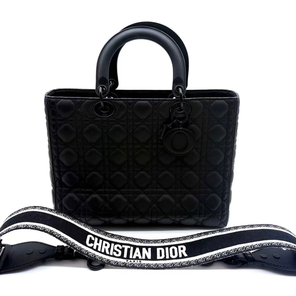 Ultra Matte Lady Dior Bag Cannage Quilt Calfskin Large