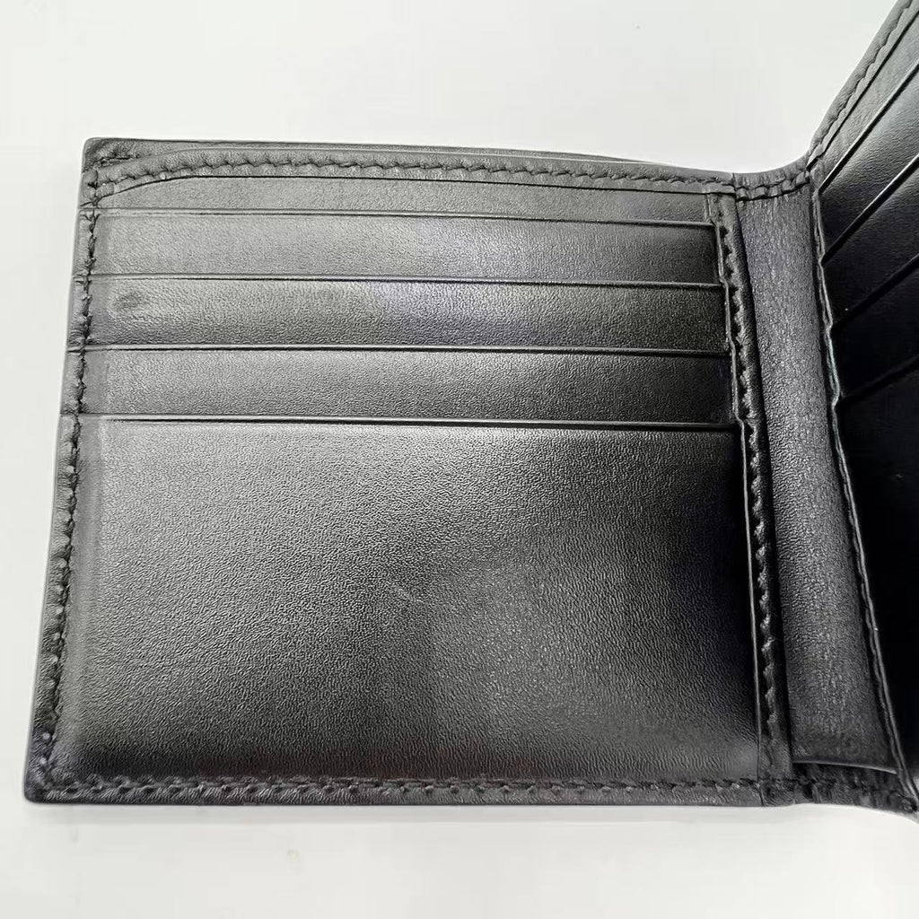 Black Web Canvas and Leather Bifold Wallet