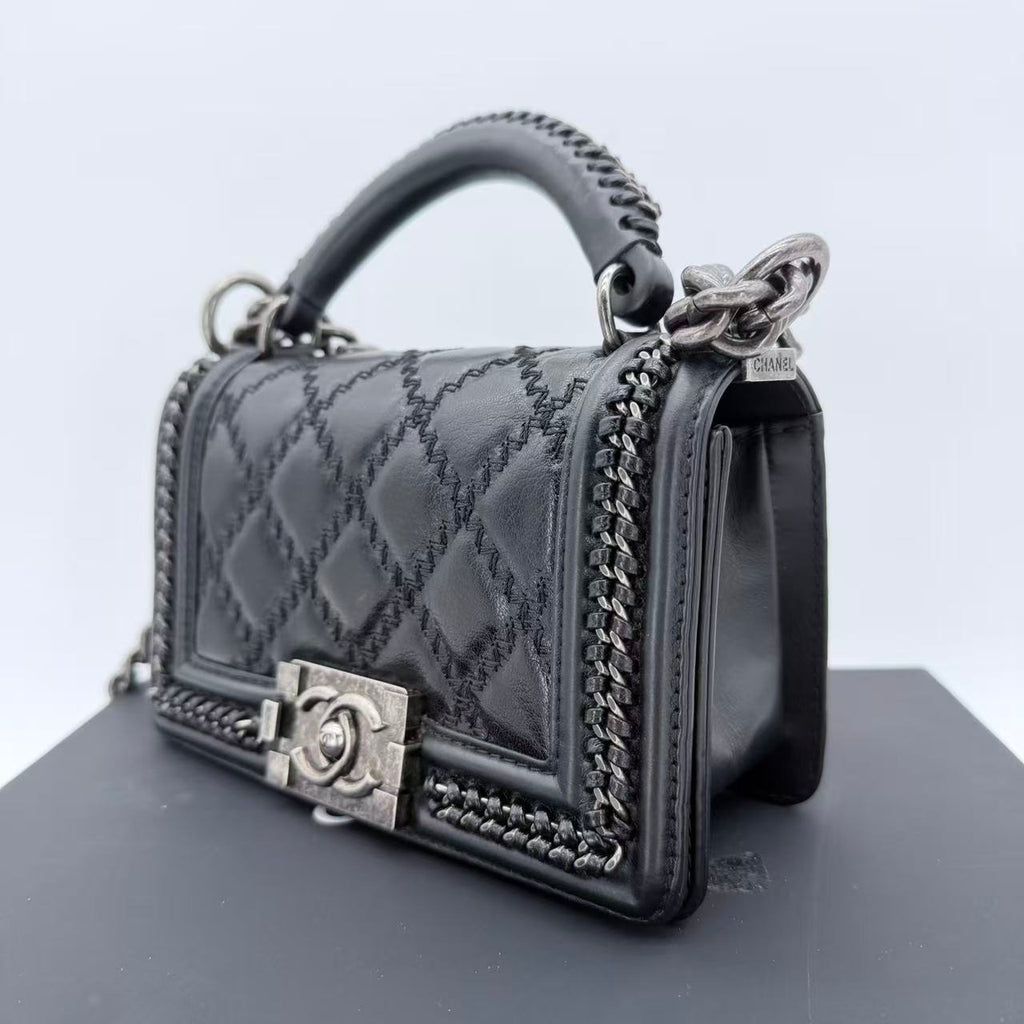 Boy Chanel Leather 2way Shoulder Bag Black