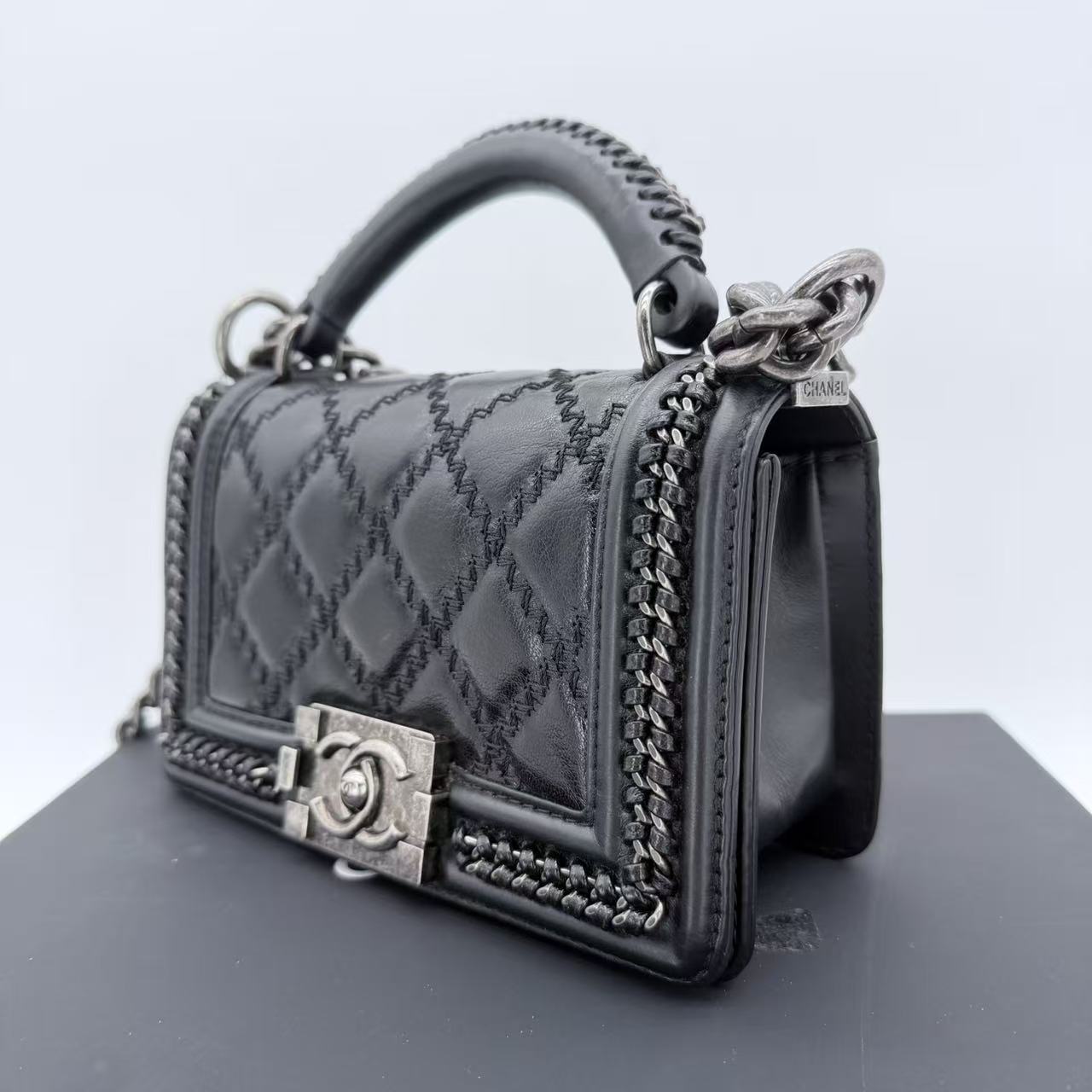Boy Chanel Leather 2way Shoulder Bag Black