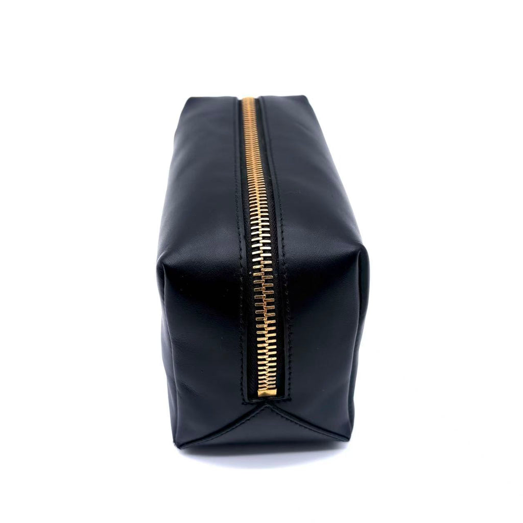 Moschino Black Logo Print Leather Travel Bag