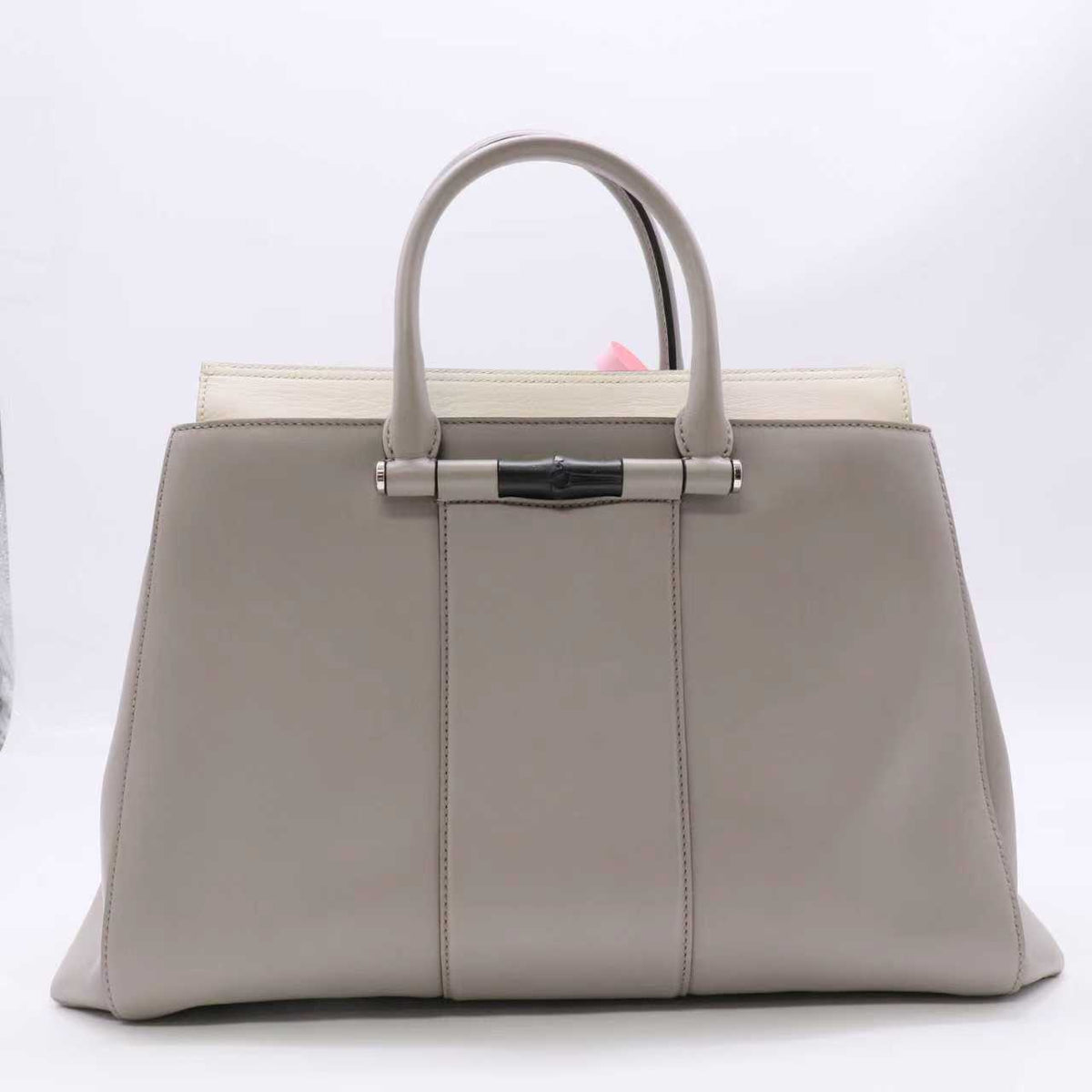 Gucci Grey Leather Lady Bamboo Top Handle Bag Twins LDJ6241