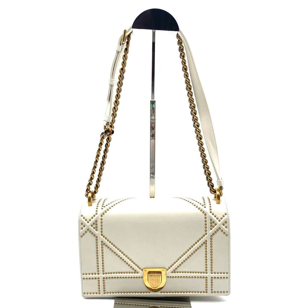 White Calfskin Cannage Diorama Small