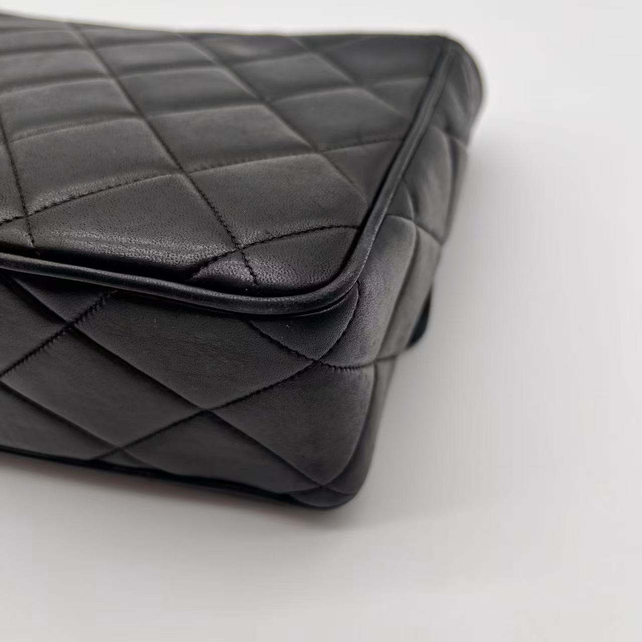 Matelasse Shoulder Bag Lamb Skin Dark Brown