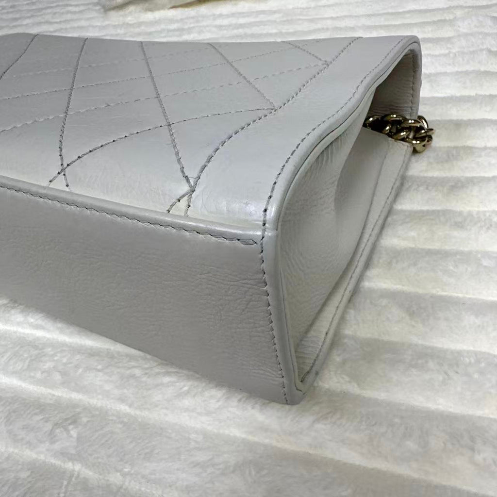 Grained Calfskin Quilted Large Label Click Flap Bag Black