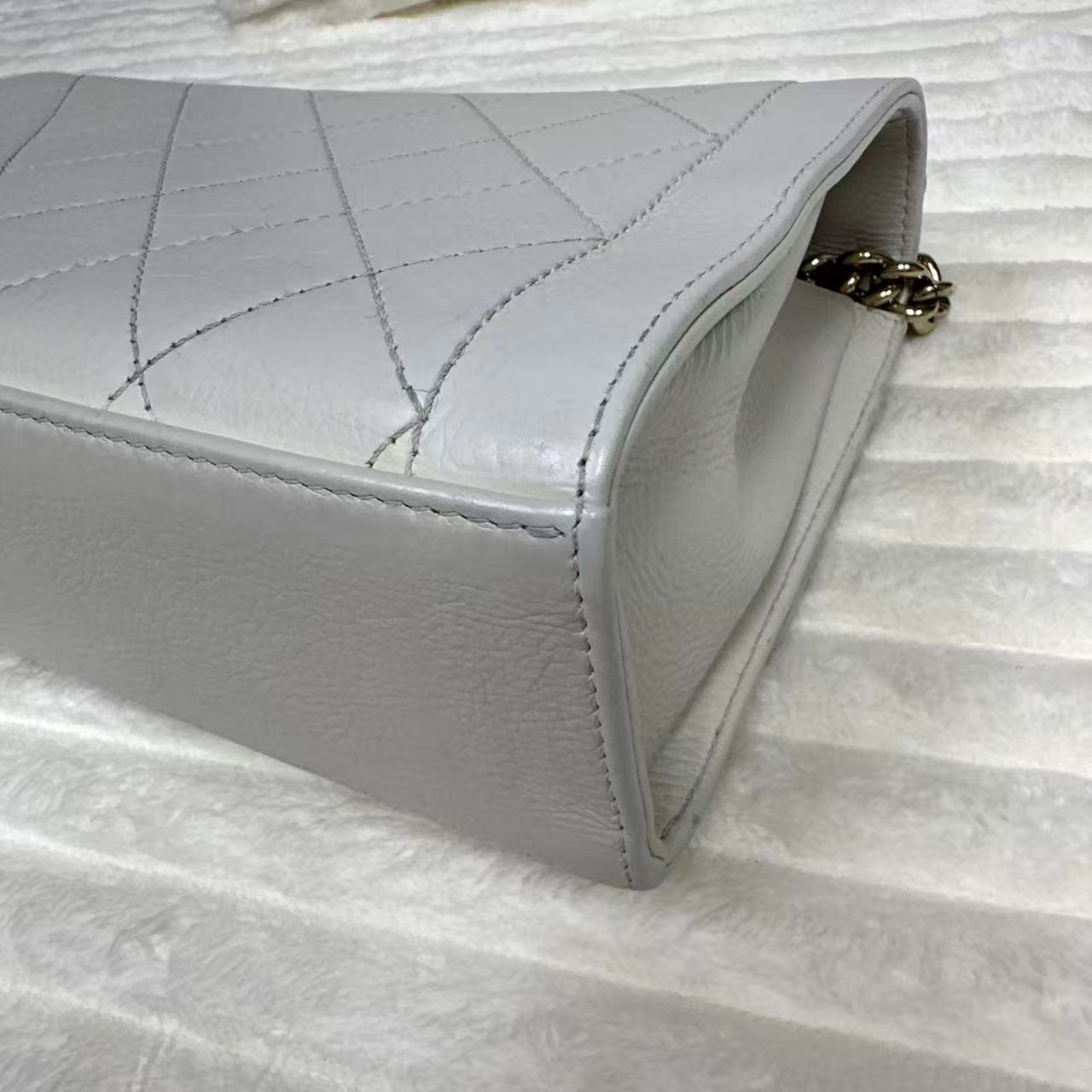Grained Calfskin Quilted Large Label Click Flap Bag Black