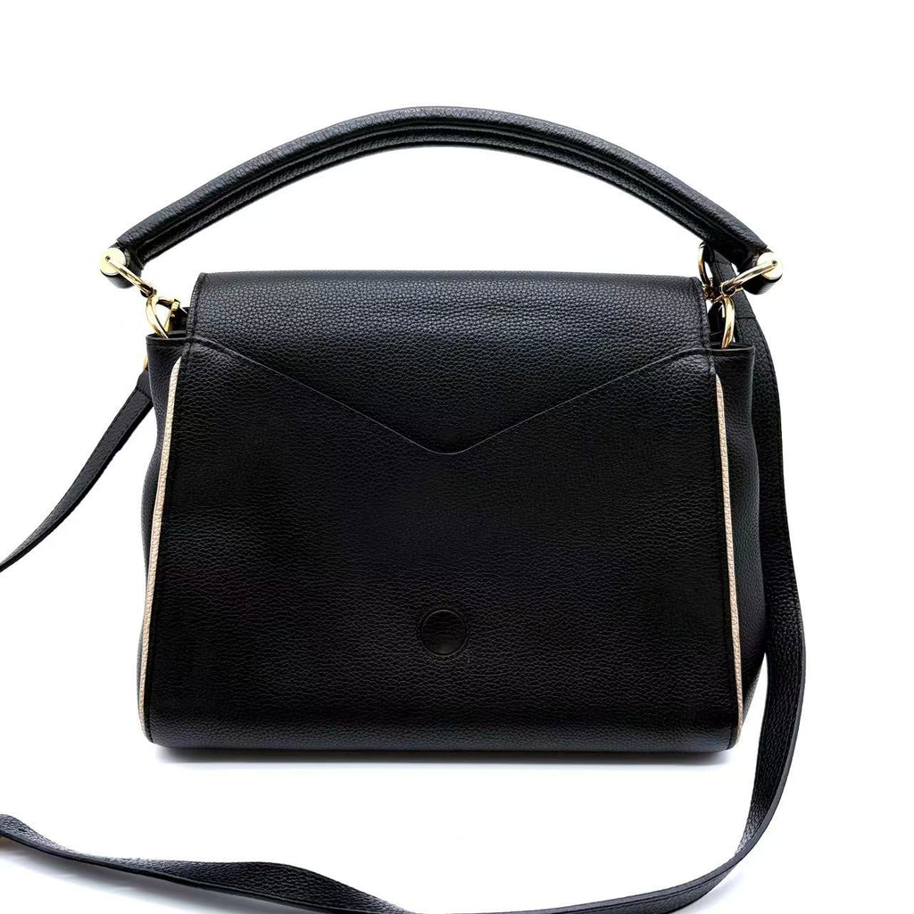Monogram Leather Double V Crossbody Shoulder Bag