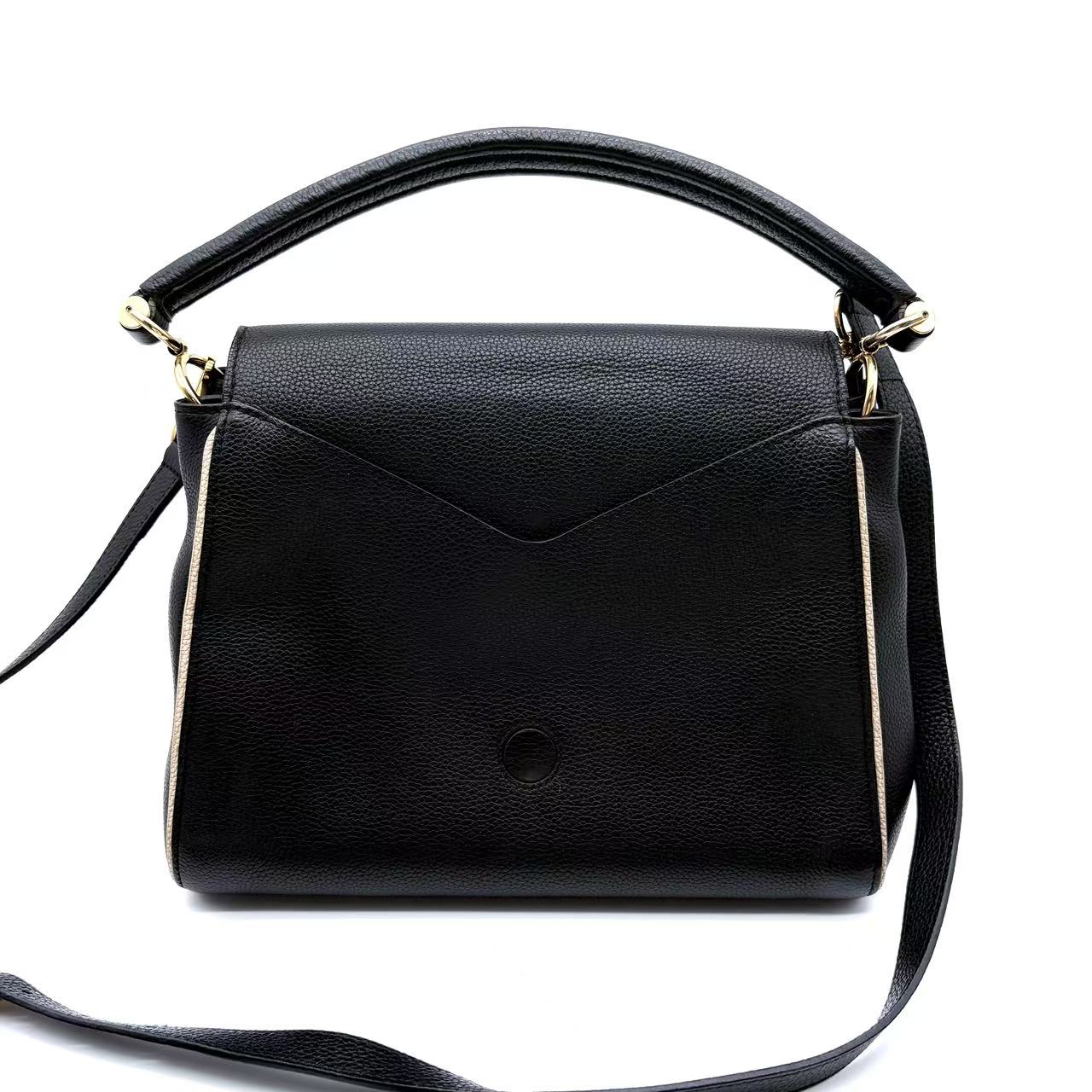 Monogram Leather Double V Crossbody Shoulder Bag