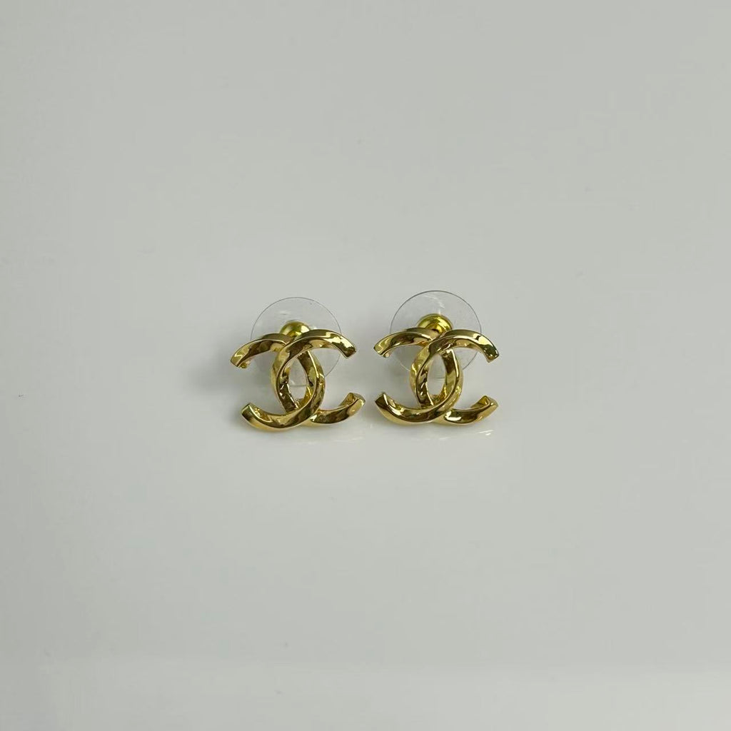 CC Stud Earrings Metal Gold Twins LDJ3474