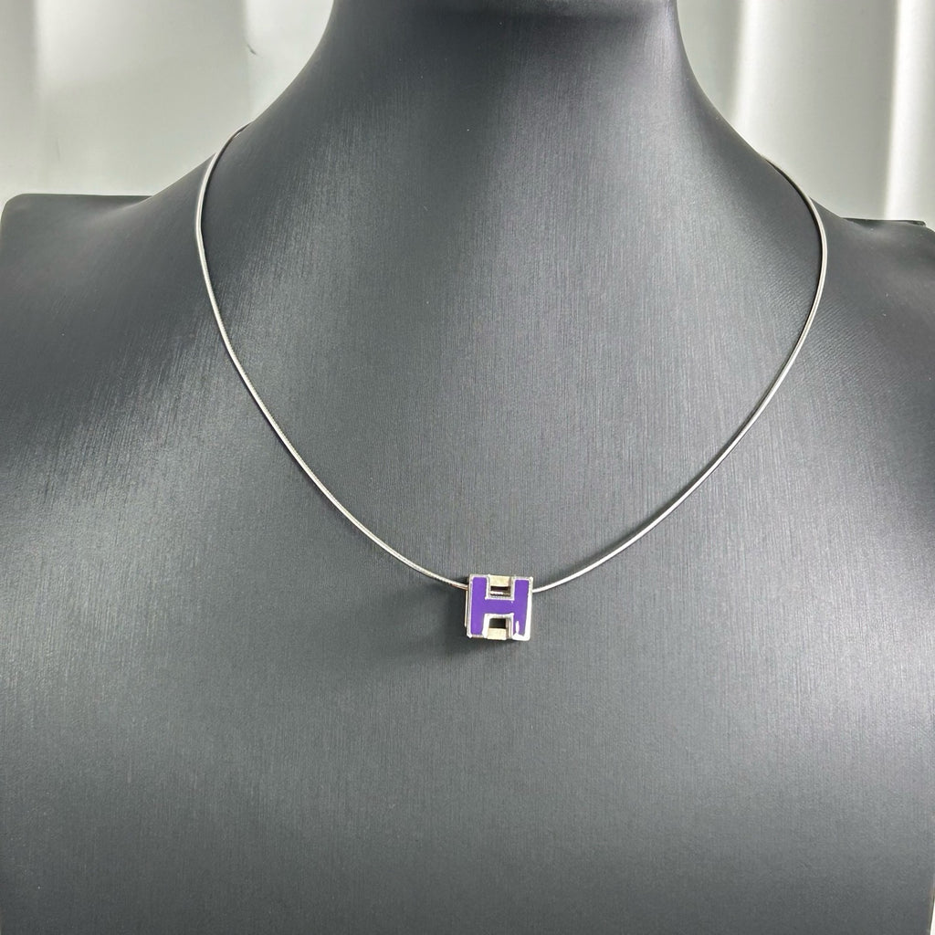 Cage de H H-Cube Pendant Necklace Metal Light Purple and Silver Twins LDJ3335