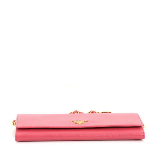 Peonia Saffiano Metal Leather Wallet on Chain twins