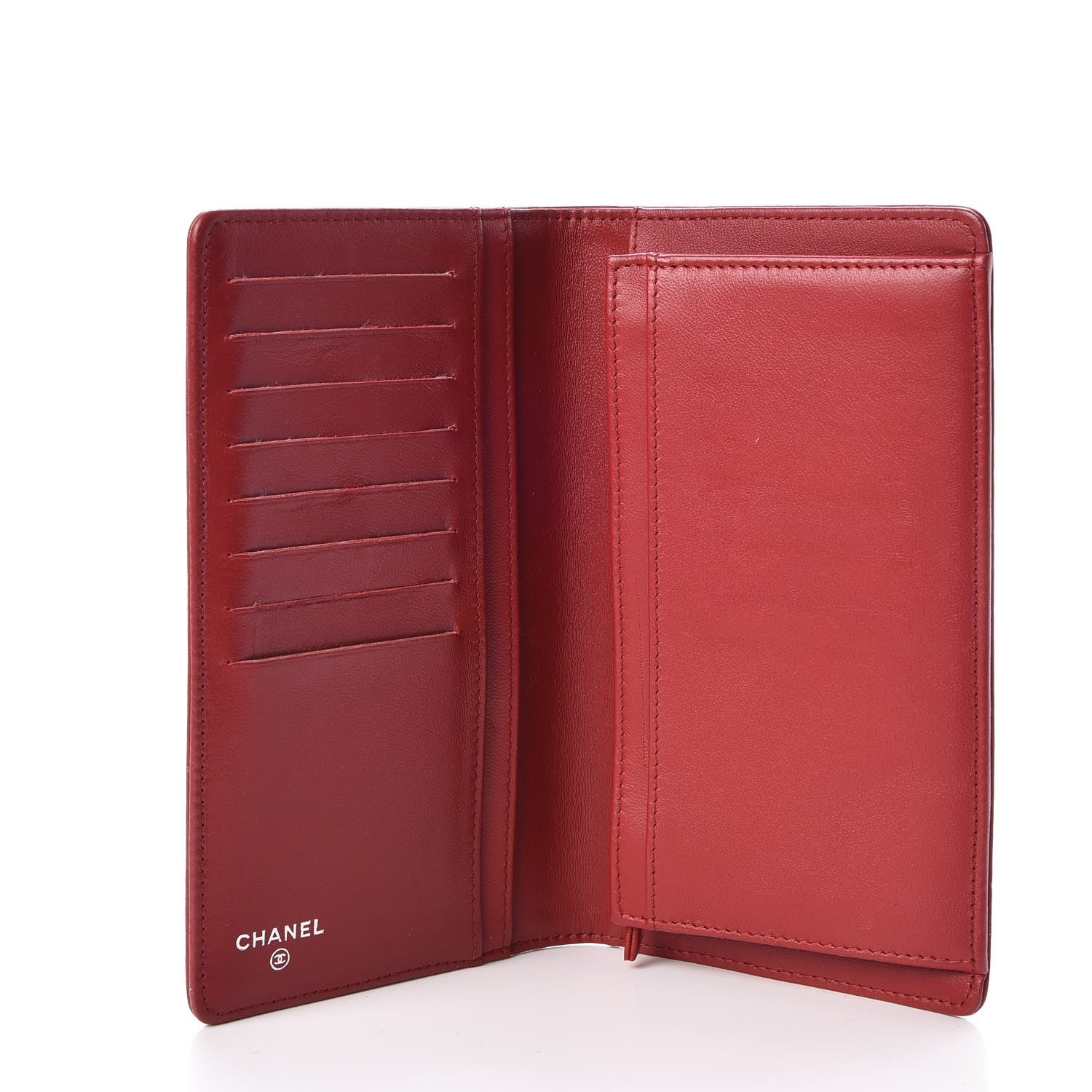 CAMELLIA LAMBSKIN W/CARD LONG WALLET twins