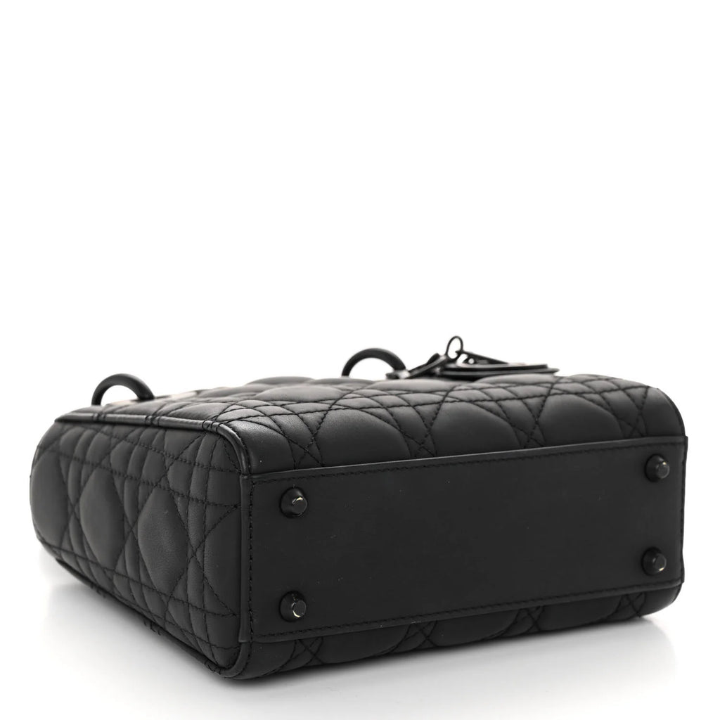 Mini Lady Dior handbag Black matte calfskin leather with cannage pattern  Twins LDJ4277